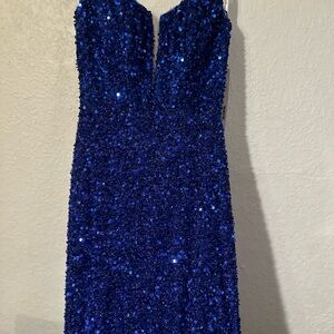 JVN by Jovani Sapphire Sequin Gown